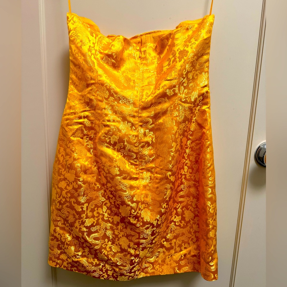Sau-Lee Jenny strapless mini dress, Golden Yellow